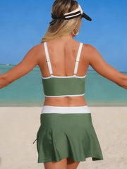 Sunnylia - Women's High Waisted Bikini Sets Tummy Control Swim Skirt Two Piece Swim Suit
