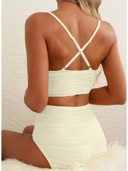 Sunnylia - 2026 Summer Two Piece Bikini Set U-Wire Cutout High Waisted Swimsuit-Black