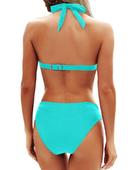 Sunnylia - Women Two Piece Bathing Suits Push Up Bikini Set Halter Swimsuit Vintage Swimwear