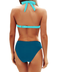 Sunnylia - Women Two Piece Bathing Suits Push Up Bikini Set Halter Swimsuit Vintage Swimwear