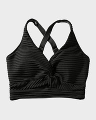 Sunnylia - Textured Knot-Front High-Waisted Bikini Set