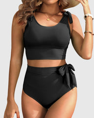 Sunnylia - Two Piece High Waisted Swimsuits Women Tummy Control Bikini Modest Bathing Suit
