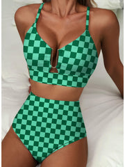 Sunnylia - 2026 Summer Two Piece Bikini Set U-Wire Cutout High Waisted Swimsuit-Black