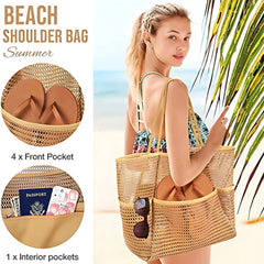Sunnylia - Women's Swimming Beach Bag Portable One Shoulder Storage Bag Crossbody Bag Versatile Mesh Bag