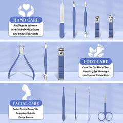Sunnylia - Manicure Pedicure Set 12 Pcs Nail Care Kit for Women Nail Grooming Kit