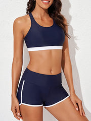 Sunnylia - Womens Athletic 3 Piece Tankini Swimsuits with Shorts Swim Tank Tops