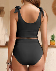 Sunnylia - Two Piece High Waisted Swimsuits Women Tummy Control Bikini Modest Bathing Suit