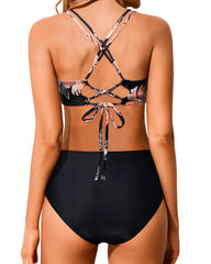 Sunnylia - Women High Waisted Bikini Set Two Piece Swimsuits Push up Wrap Swim Suits Top Tummy Control Bathing Suit