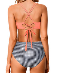 Sunnylia - Women High Waisted Bikini Set Two Piece Swimsuits Push up Wrap Swim Suits Top Tummy Control Bathing Suit