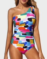 Sunnylia - One Shoulder One Piece Swimsuit for Women Tummy Control Bathing Suits