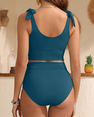Sunnylia - Two Piece High Waisted Swimsuits Women Tummy Control Bikini Modest Bathing Suit