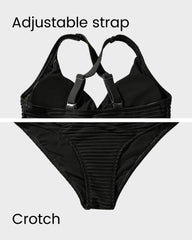 Sunnylia - Textured Knot-Front High-Waisted Bikini Set