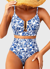 Sunnylia - 2026 Summer Two Piece Bikini Set U-Wire Cutout High Waisted Swimsuit-Black