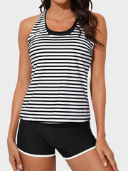 Sunnylia - Womens Athletic 3 Piece Tankini Swimsuits with Shorts Swim Tank Tops