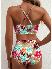 Sunnylia - 2026 Summer Two Piece Bikini Set U-Wire Cutout High Waisted Swimsuit-Black