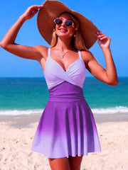 Sunnylia - Women's One Piece Swimsuit Tummy Control Ruched Deep V Neck Open Back Bathing Suit