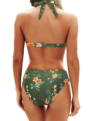 Sunnylia - Women Two Piece Bathing Suits Push Up Bikini Set Halter Swimsuit Vintage Swimwear