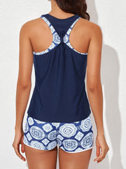 Sunnylia - Womens Athletic 3 Piece Tankini Swimsuits with Shorts Swim Tank Tops
