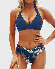 Sunnylia - Women Two Piece Bathing Suits Push Up Bikini Set Halter Swimsuit Vintage Swimwear