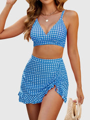 Sunnylia - Women's High Waisted Bikini Sets Tummy Control Swim Skirt Two Piece Swim Suit