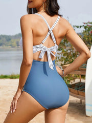 Sunnylia - Women's One Piece Swimsuits Tummy Control Cutout High Waisted Bathing Suit Wrap Tie Back
