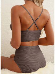 Sunnylia - 2026 Summer Two Piece Bikini Set U-Wire Cutout High Waisted Swimsuit-Black