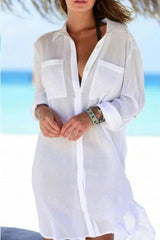 Sunnylia - Navy Pocket Long Sleeve Cover Up