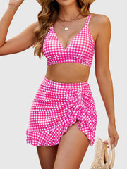 Sunnylia - Women's High Waisted Bikini Sets Tummy Control Swim Skirt Two Piece Swim Suit