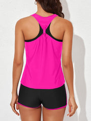 Sunnylia - Womens Athletic 3 Piece Tankini Swimsuits with Shorts Swim Tank Tops