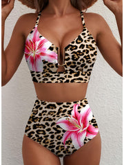 Sunnylia - 2026 Summer Two Piece Bikini Set U-Wire Cutout High Waisted Swimsuit-Black
