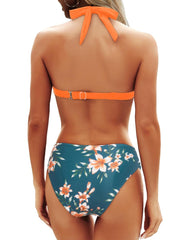 Sunnylia - Women Two Piece Bathing Suits Push Up Bikini Set Halter Swimsuit Vintage Swimwear