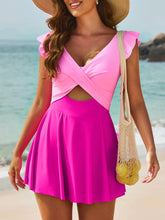 Sunnylia - Women's One Piece Swimsuit Ruffle Cutout Swimdress Tummy Control V Neck Wrap Swimwear