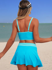 Sunnylia - Women's High Waisted Bikini Sets Tummy Control Swim Skirt Two Piece Swim Suit