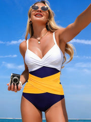 Sunnylia - Women’s One Piece Swimsuit V Neck Ruched Tummy Control Bathing Suit