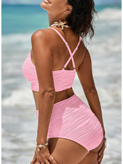 Sunnylia - 2026 Summer Two Piece Bikini Set U-Wire Cutout High Waisted Swimsuit-Black