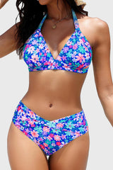 Sunnylia - Women Two Piece Bathing Suits Push Up Bikini Set Halter Swimsuit Vintage Swimwear