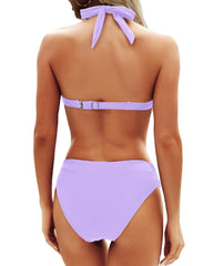 Sunnylia - Women Two Piece Bathing Suits Push Up Bikini Set Halter Swimsuit Vintage Swimwear