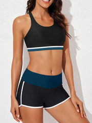 Sunnylia - Womens Athletic 3 Piece Tankini Swimsuits with Shorts Swim Tank Tops