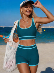 Sunnylia - Women's Two Piece swimsuit Solid Color Sexy Sporty Conservative Bikini Swimsuit