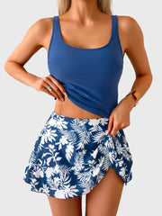 Sunnylia - Tankini Swimsuit for Women Tummy Control Two Piece Bathing Suit High Waisted Tank Top with Swim Skirt