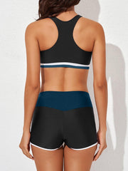 Sunnylia - Womens Athletic 3 Piece Tankini Swimsuits with Shorts Swim Tank Tops