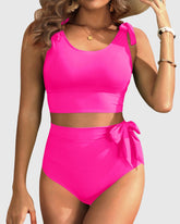 Sunnylia - Two Piece High Waisted Swimsuits Women Tummy Control Bikini Modest Bathing Suit