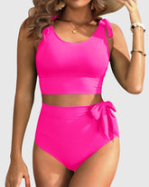Sunnylia - Two Piece High Waisted Swimsuits Women Tummy Control Bikini Modest Bathing Suit