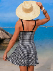 Sunnylia - Women's New Mesh One Piece Swim Dress Swimsuit Tummy Control Bathing Suit