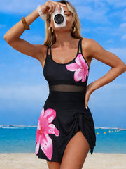 Sunnylia - Women's New Mesh One Piece Swim Dress Swimsuit Tummy Control Bathing Suit