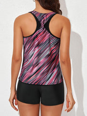 Sunnylia - Womens Athletic 3 Piece Tankini Swimsuits with Shorts Swim Tank Tops