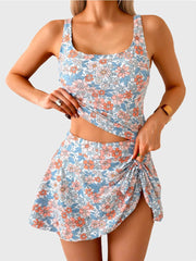 Sunnylia - Tankini Swimsuit for Women Tummy Control Two Piece Bathing Suit High Waisted Tank Top with Swim Skirt
