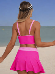 Sunnylia - Women's High Waisted Bikini Sets Tummy Control Swim Skirt Two Piece Swim Suit