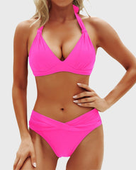 Sunnylia - Women Two Piece Bathing Suits Push Up Bikini Set Halter Swimsuit Vintage Swimwear