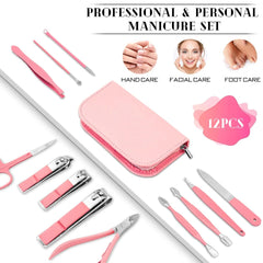 Sunnylia - Manicure Pedicure Set 12 Pcs Nail Care Kit for Women Nail Grooming Kit